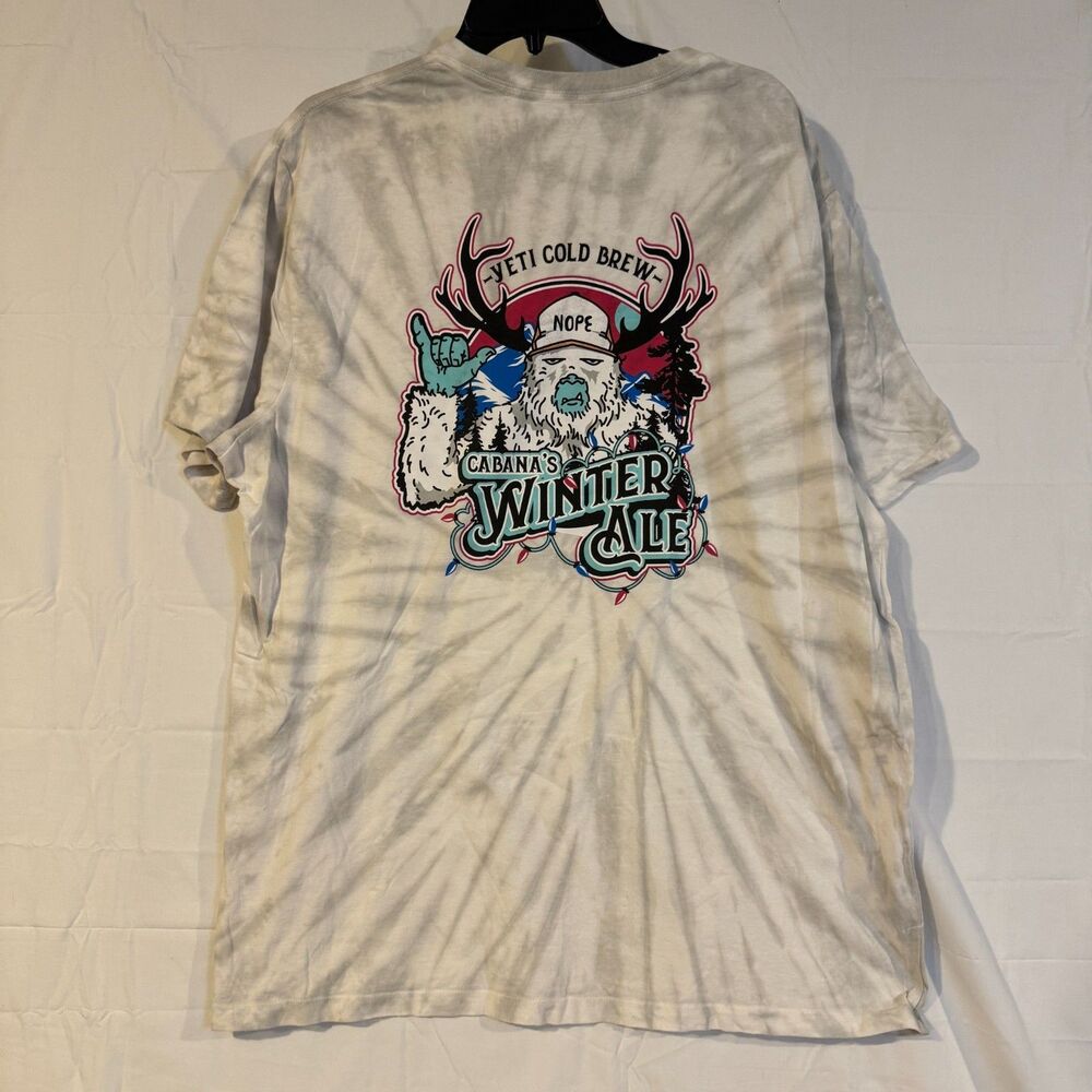 Crown Ivy Cabana Shirt Mens XL Gray White Tie Dye Yeti Winter Ale Beer Graphic